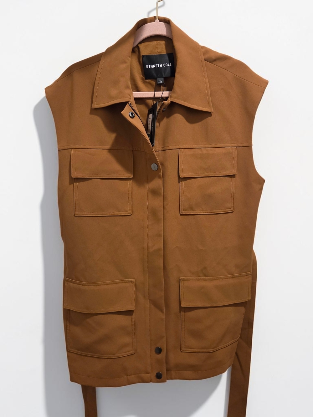 Kenneth Cole Chestnut Brown Utility Vest with Front Pockets